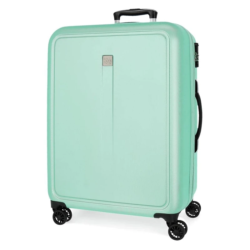 Roll Road Cambodia Cabin Suitcase, ABS Hard Case Set, Various Sizes, Side Combination Lock, 4 Double Wheels, Hand Luggage, Turquoise, 48 x 68 x 27 cm, Medium Suitcase