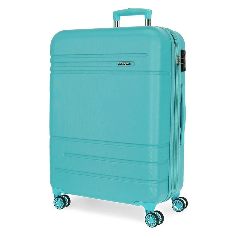 MOVOM Galaxy Cabin Suitcase, Suitcase Set, Made of ABS, a Strong and Lightweight Material, Side Combination Lock on Suitcase for Safe Travel, Turquoise, Tailla unica, Large Suitcase
