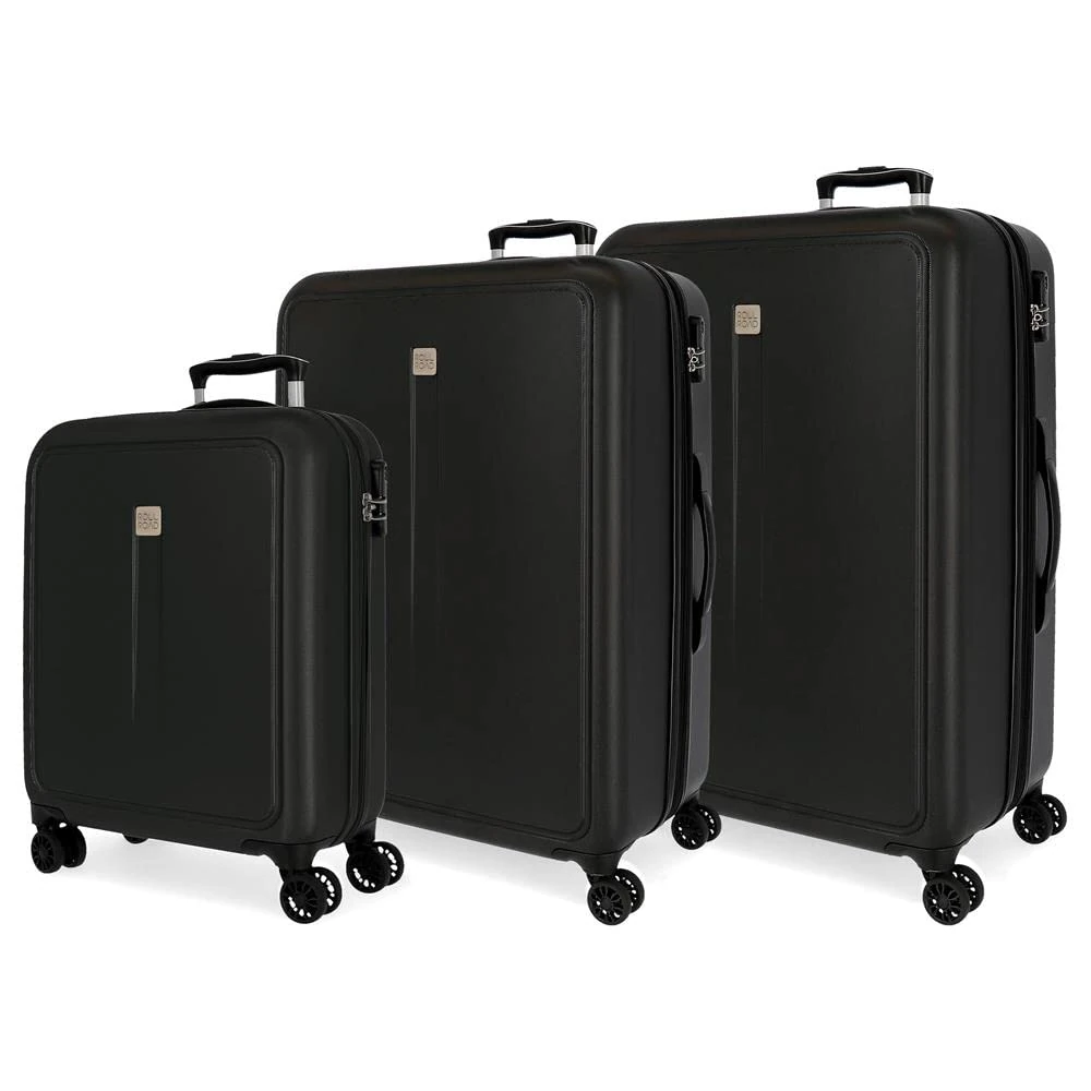 Roll, Black, Variado, Set of 3 suitcases