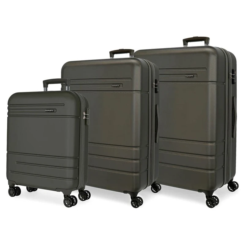 Movom Galaxy Suitcase Set Black 55/68/78 cm Rigid ABS Side Combination Lock 217L 11.5 kg 4 Wheels Double Hand Luggage