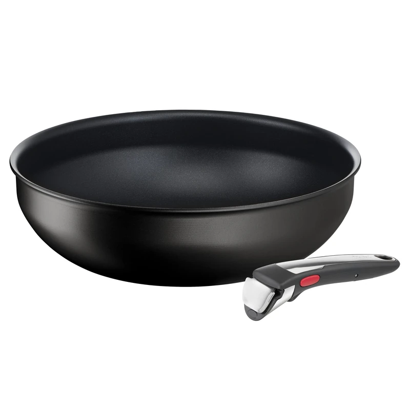 Tefal Ingenio Wok Pan 28 cm + Removable Handle, Induction, Non-Stick Coating, Cooking Start Indicator, Stackable, Dishwasher Safe, Made in France, Eco Resist On L7679102