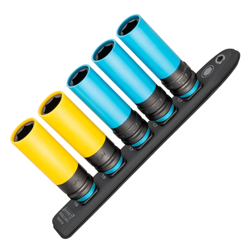 HAZET Smart-Rail 903Slg-SR/5, lato inferiore magnetico, 5 scanalature, robusta serratura a rotazione, azionamento: quadrato 12,5 mm (1/2 pollice), guida a innesto in plastica perfetta