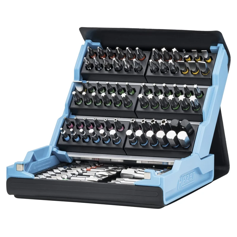HAZET Smartcase set di bit 2200SC-3, 96 pezzi, attacco: esagono 6,3 (1/4 di pollice), massimo numero di utensili nel minimo spazio per una migliore visione d'insieme, set di utensili pieghevole
