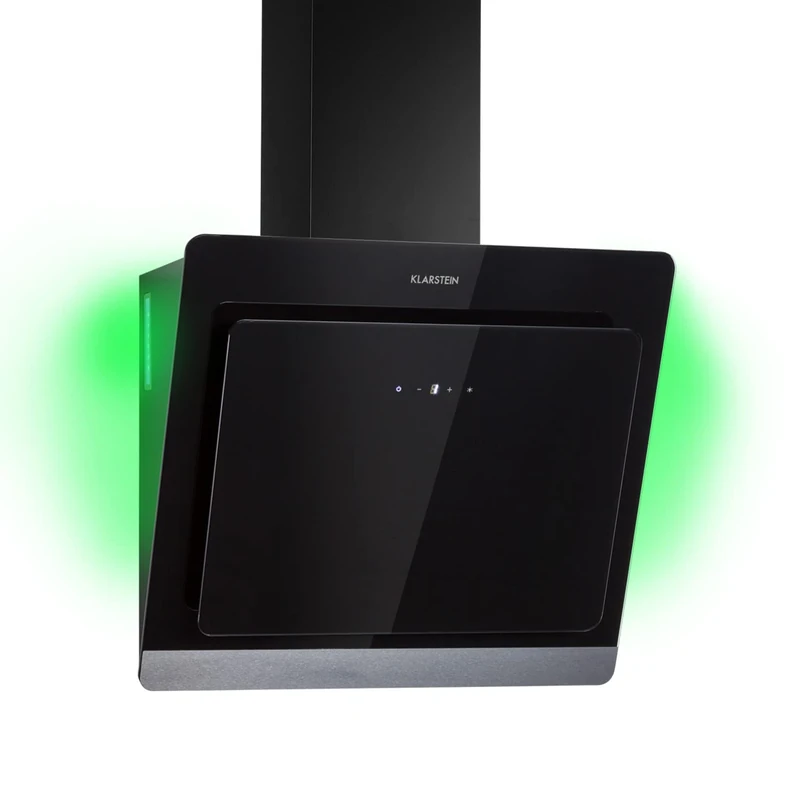 Klarstein Kitchen Cooker Hood, Angled Cooker Hoods 60cm, Extractor Fan for Kitchens w/RGB LED Lights, Carbon Cooker Hood Filter, 563m³/h Airflow Cooker Hoods, Angled Extractor Fan Kitchen Hood