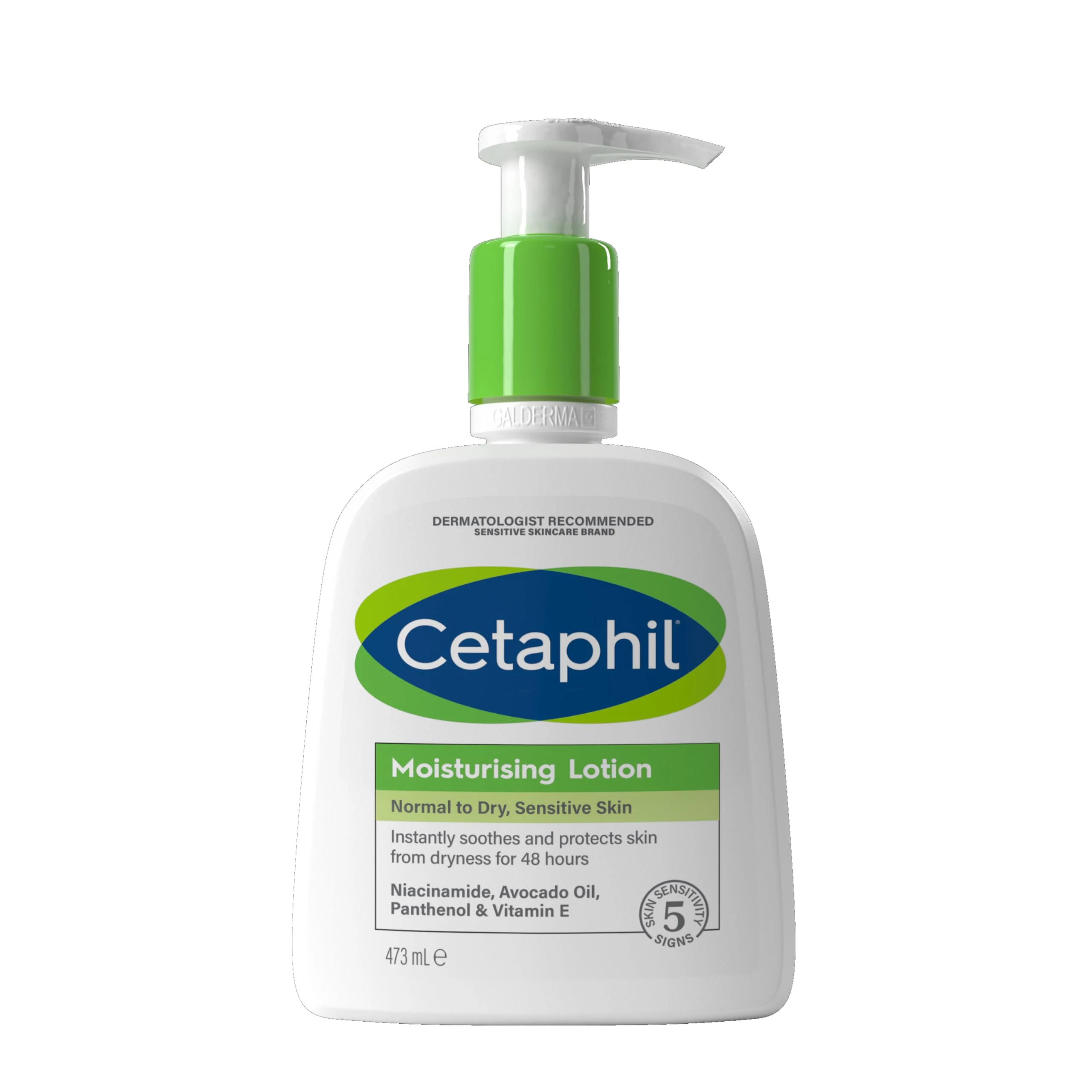 Cetaphil Face & Body Moisturiser, 473ml, Moisturising Lotion For Normal To Dry, Sensitive Skin, With Niacinamide & Vitamin E