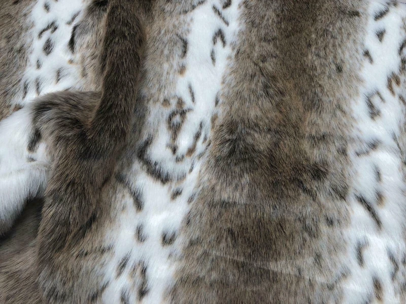 Super Luxury Faux Fur Fabric Material - Beige Lynx, 1Mtr - 150cm x 100cm