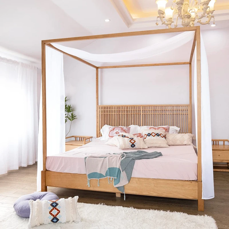 Linentalks White Luxury Canopy Bed Scarf, Queen & Full Bed Curtains, 52X228cm Tulle Drapes