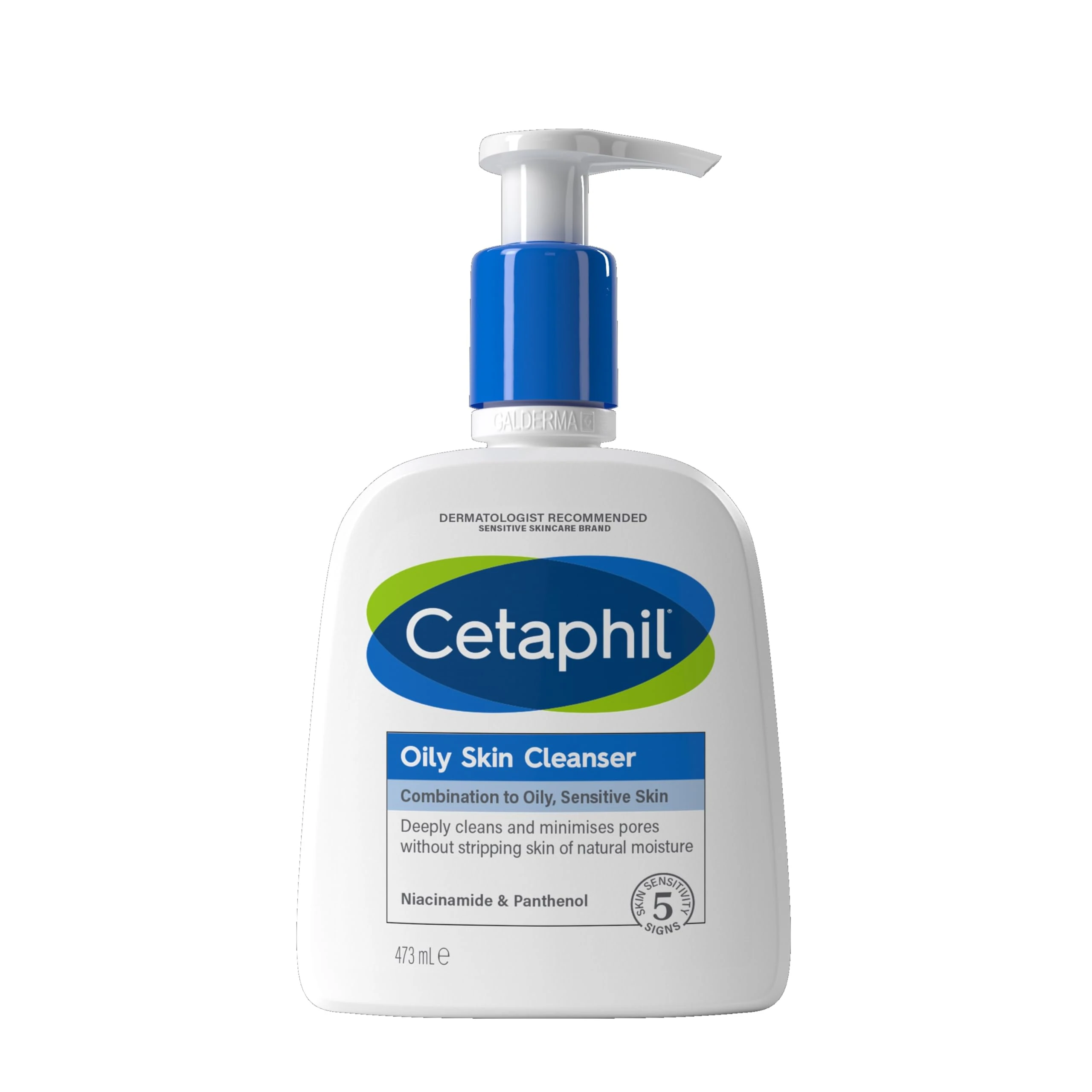 Cetaphil Oily Skin Cleanser, 473ml, Face Wash, For Combination to Oily Sensitive Skin, With Niacinamide, Packaging May Vary