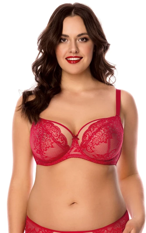Vivisence Women's Underwired Lace Non Padded Bra 1044, Red,44DD