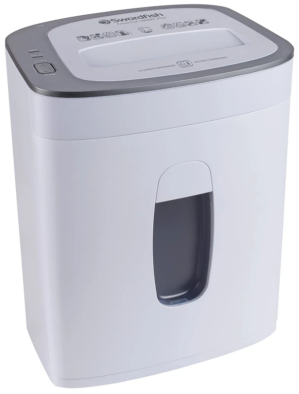SWORDFISH 1000XC Plus 10-Sheet Cross-Cut High Security Paper/Document Shredder [40387], White