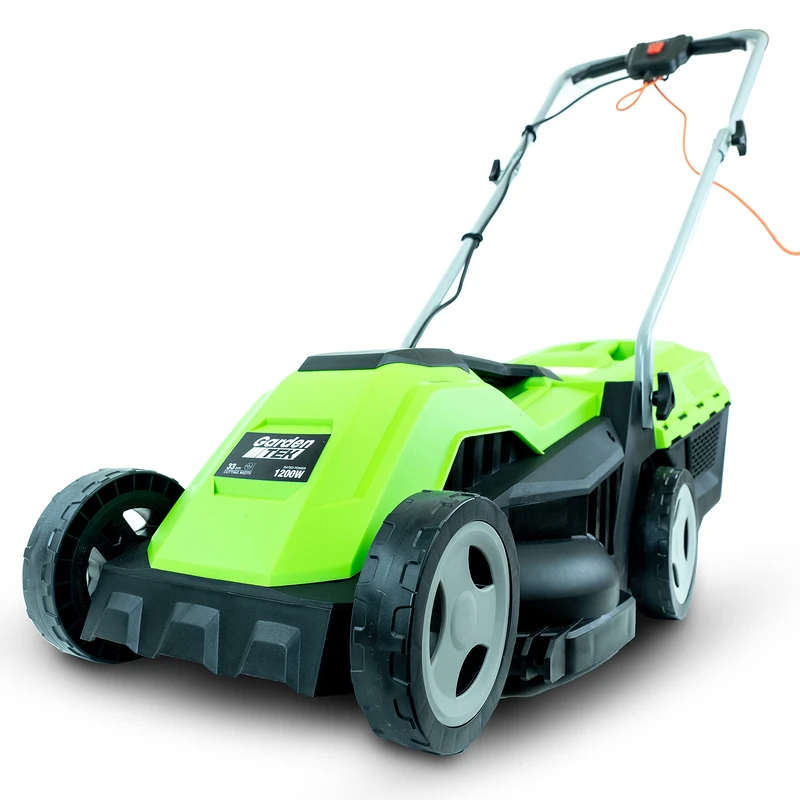 GardenTek 13"/33cm Corded Electric 1200w/230v Roller Mulching Lawn Mower with 2 Year Warranty