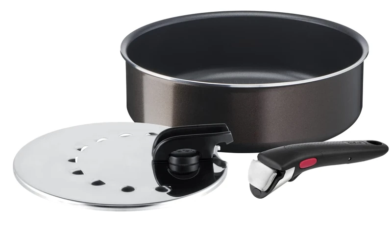Tefal Ingenio L1509002 Set of 3 Sauté Pan 24 cm with Lid 20/26 cm with Removable Handle, Non-Induction, Non-Stick Coating, Stackable, Dishwasher Safe, Easy Plus