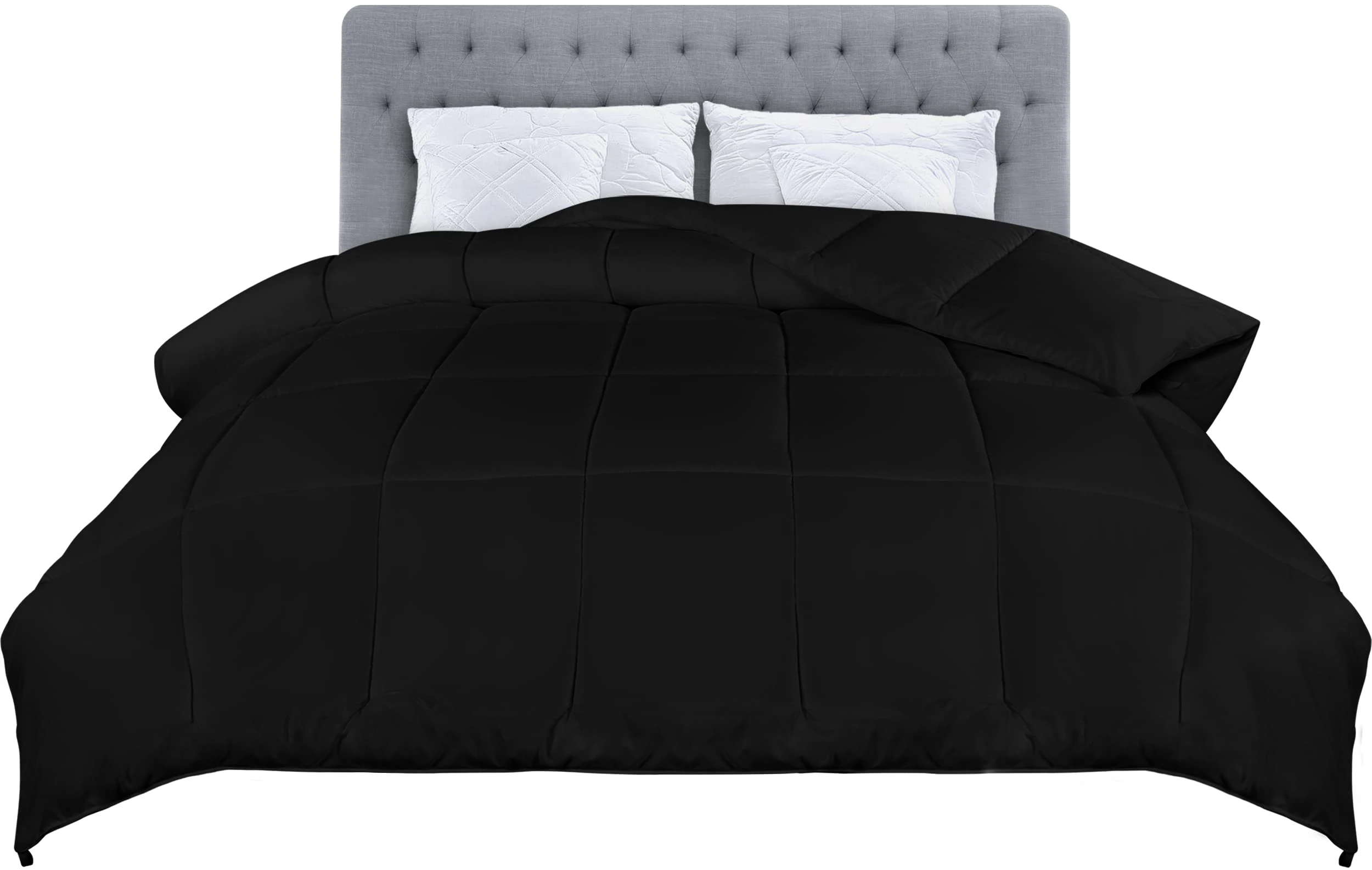 Utopia Bedding Double Duvet – 4.5 Tog Lightweight Coverless Duvet, Soft Breathable Microfiber with Box Stitching – Ideal for Summer and All Seasons, 200x200 cm (Black)