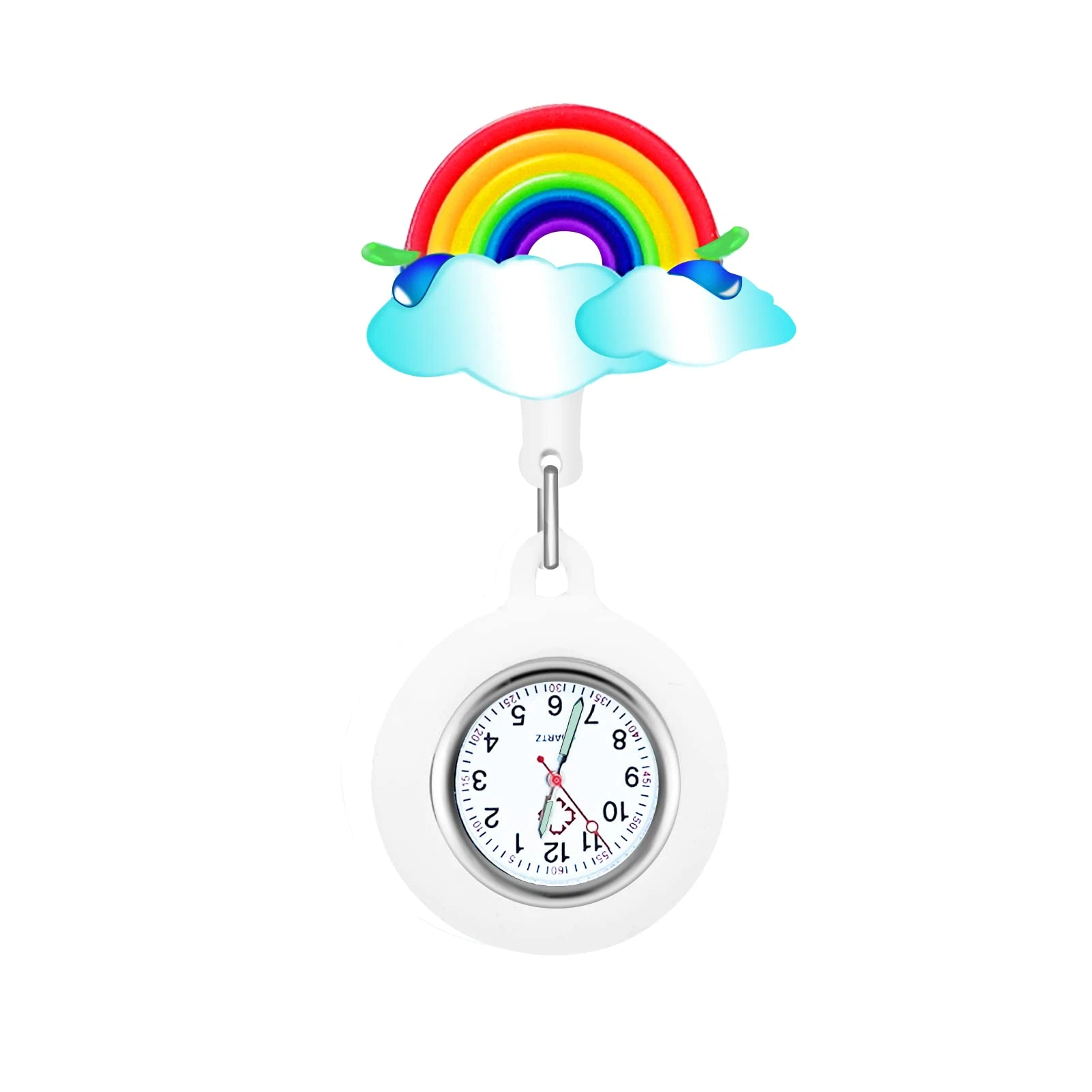 Nurse Watch Rainbow Pocket Watch Retractable Clip on Fob Watch Nurse Clock Fob Hanging Watch for Nurses Quartz Nurse Watch Glow in Dark Medical Pocket Watch for Nurses Doctors Paramedic Men Women