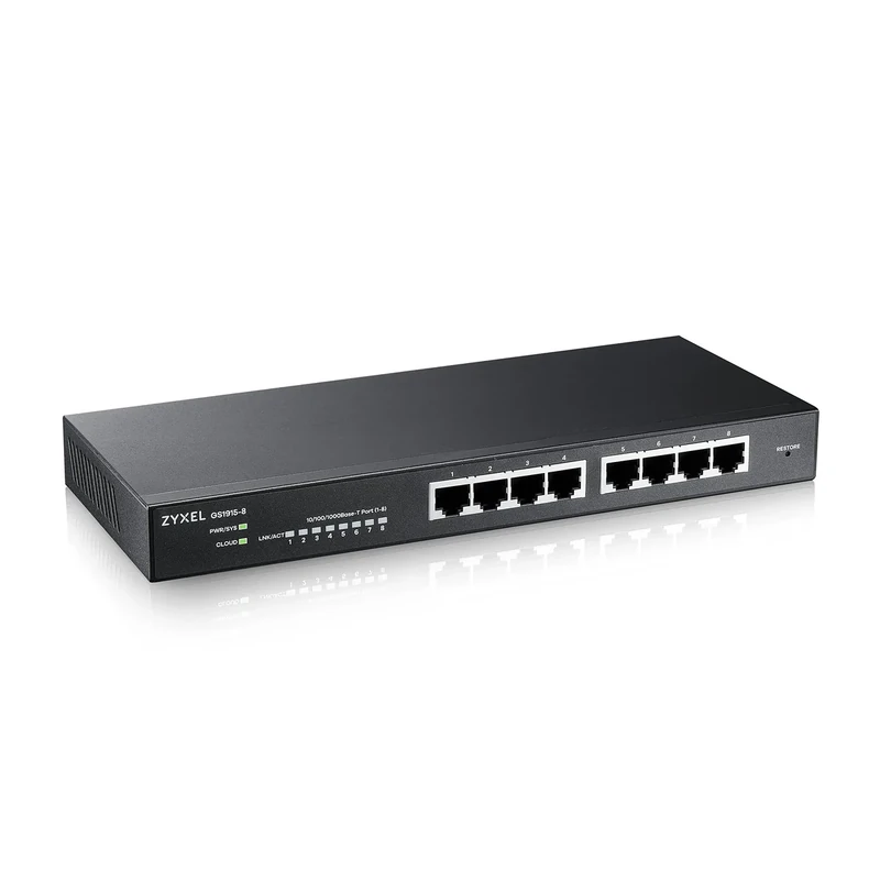 Zyxel 8-Port GbE Smart Hybrid Mode Switch | Standalone or Nebula Cloud | Desktop | Fanless [GS1915-8]
