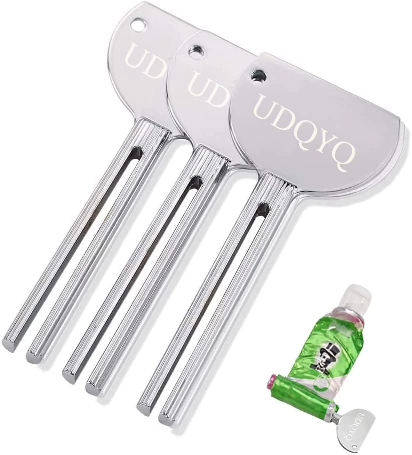 UDQYQ 3 pieces tube squeezer, stainless steel tube squeezer, metal toothpaste squeezer, tube dispenser, save toothpaste, creams, paint, ointment, no more mess and waste. (Silver)
