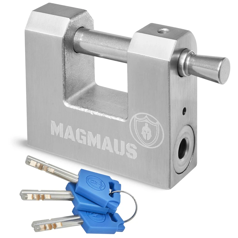 Magmaus® RTL60 [Never-Rust] Heavy Duty Shipping Container Padlock with 3 Keys - [High Security] - Weatherproof Outdoor Lock - [Stainless Steel] - Ideal for Shed, Chain, Gate, Garage