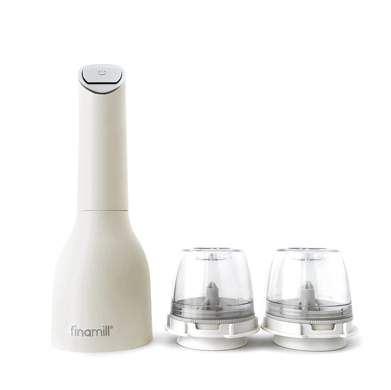 FinaMill Award Winning Battery Operated Pepper Mill & Spice Grinder in One, Adjustable Coarseness, Ceramic Grinding Elements, One Touch Operation with LED Light, Includes 2 Quick-Change PROPlus Pods