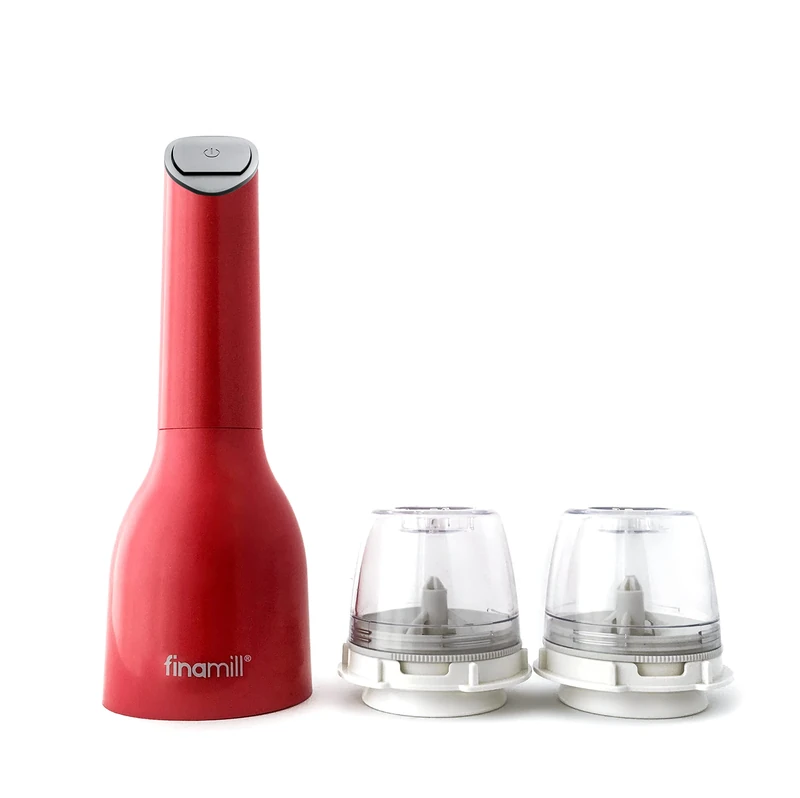 FinaMill Award Winning Battery Operated Pepper Mill & Spice Grinder in One, Adjustable Coarseness, Ceramic Grinding Elements, One Touch Operation with LED Light, Includes 2 Quick-Change PROPlus Pods