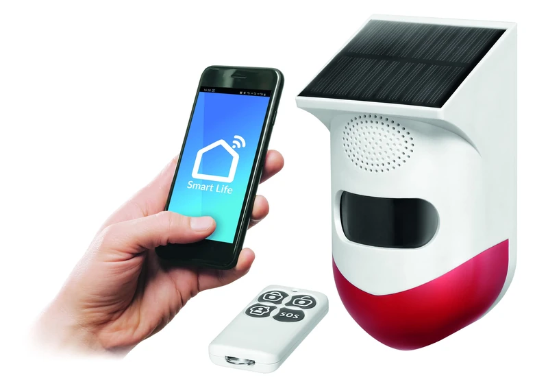 VIRONE AS-7 Wireless Home Alarm Connected Alarm with Integrated Siren and Remote Control Solar Battery Via WiFi and TUYA Remote Control Included