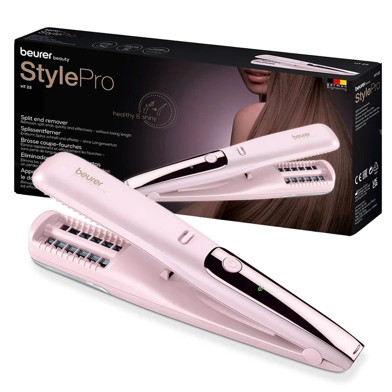 Beurer HT 22 Split end Remover, removes Split Ends and Broken Hair Tips Quickly and Effectively, Without Loss of Length for Healthy Hair, with LED Display, 2h Battery Life