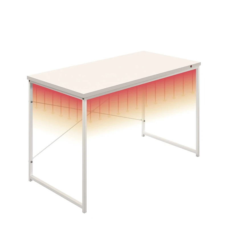Okoform Heated Desk for Home Office, White Desk with Heater for Home, Small Office Desk for Home, Computer Desk for Small Spaces, Smart Desk, White Legs - Image 1