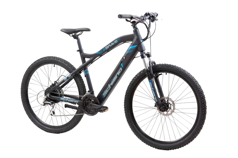 F.lli Schiano Braver, Electric Bike for Adults, 27.5" Mountain Bike, 36V 11.6Ah Removable Battery, 250W Motor, 50Nm, Black-Blue