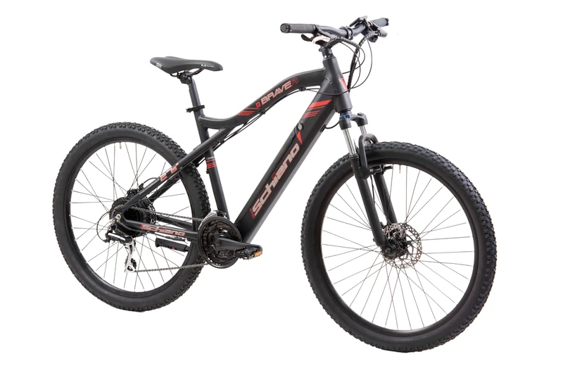 F.lli Schiano Braver, Electric Bike for Adults, 27.5" Mountain Bike, 36V 11.6Ah Removable Battery, 250W Motor, 50Nm, Black-Red