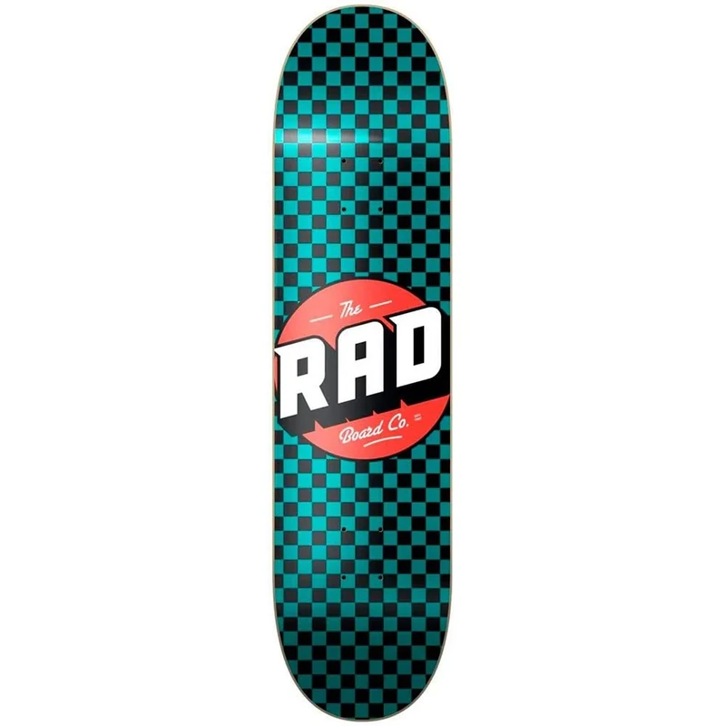 RAD Unisex - Adult Checker Skateboard, Black/Teal, 8 Inches