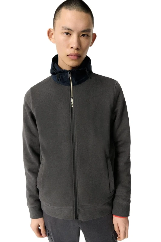 ECOALF RECYCLED COTTON SWEATSHIRT WITH ZIP TECNO TG S, army green, S