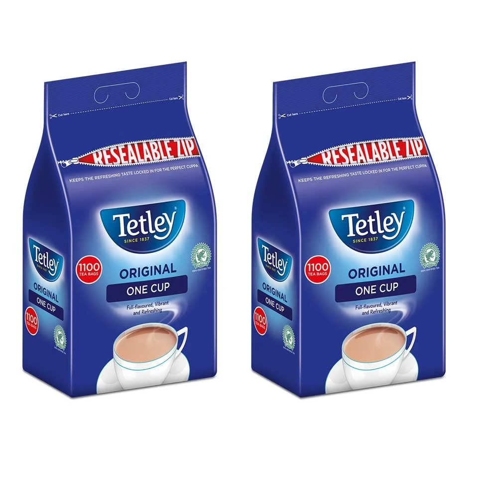 Tetley Original One Cup Black Tea Bags - Bulk Value Pack - Full Flavoured British Brew - Perfect for Breakfast or Anytime - Rainforest Alliance Certified - 2200 Teabags (2 x 1100 Pack)