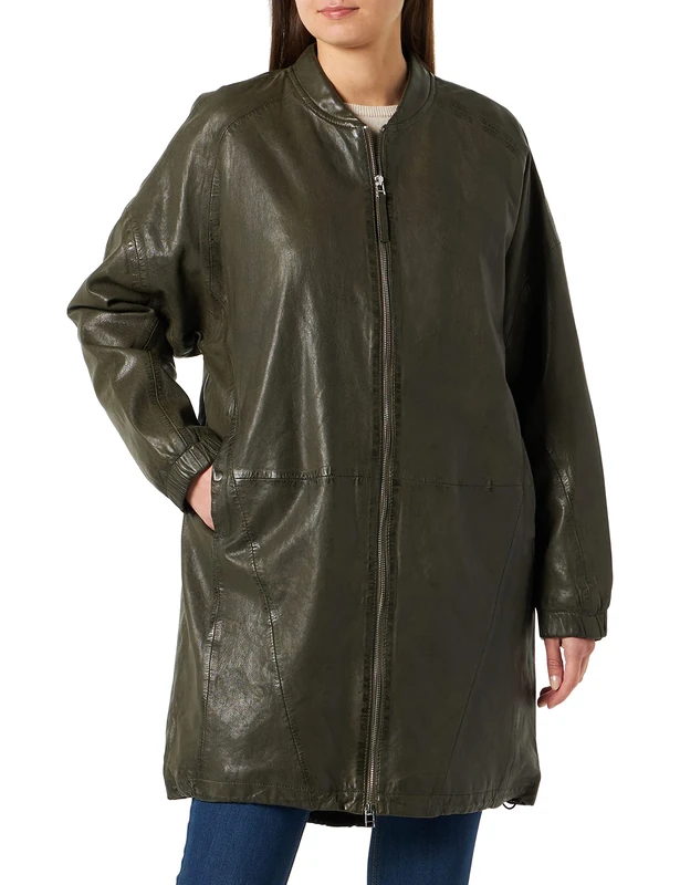 Freaky Nation Women's Fiene-fn Leather Coat, Green (Moss), XS