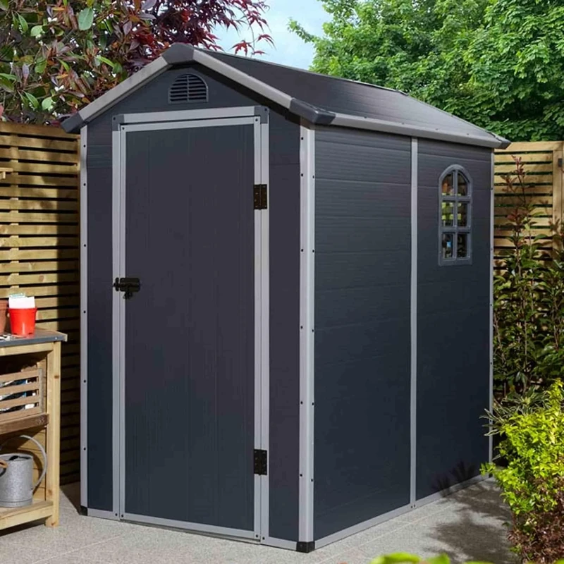 Rowlinson Airevale Plastic Apex Shed 4ft x 6ft - Color: Dark Grey