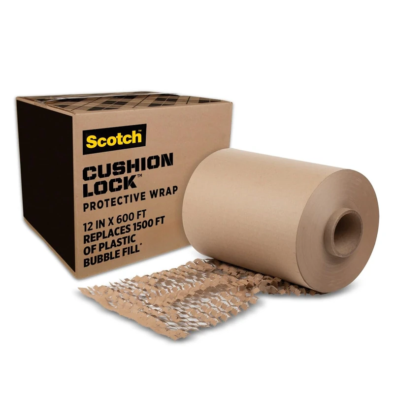 Scotch Cushion Lock Protective Wrap, 12 in x 600 ft, Sustainable Packaging Solution, No Scissors or Tape Needed, Great Alternative to Bubble Cushion Wrap (PCW-12600) - Image 1