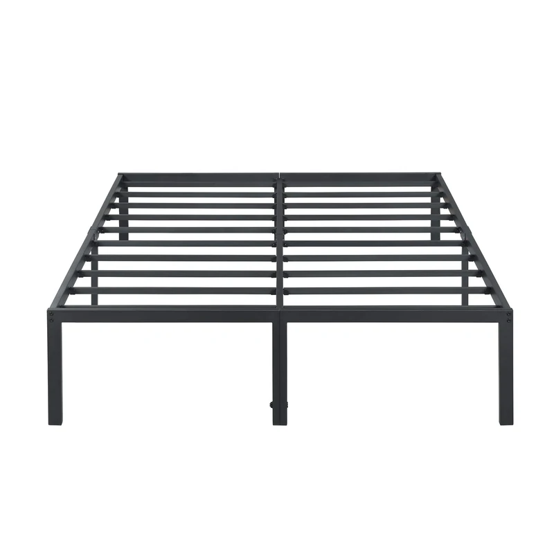 Oleesleep 45cm Sturdy Steel Bed Frame / Steel Slat / Anti-slip Support / Mattress Foundation / Metal Bed / Bedframe / Bed / 140 x 200cm / Full / Black / Metal
