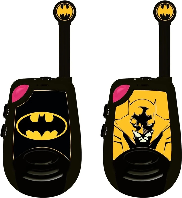LEXIBOOK, Batman, Digital Walkie-Talkies, 2 km Transmission Range, Morse Light Function, Belt Clip for Transport, Battery operated, Black/Yellow, TW25BAT