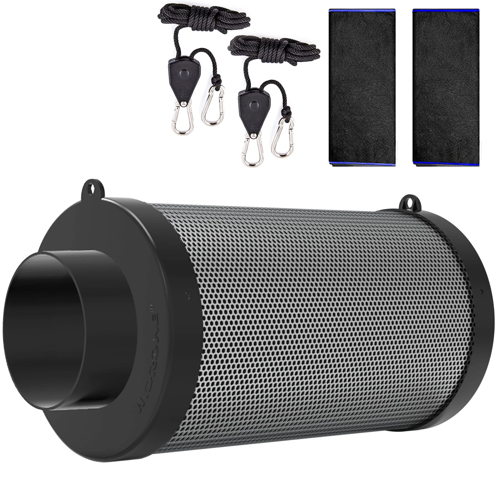 HYDROWE 4 Inch Air Carbon Filter for Grow Tent,Smellines Control with Australia Virgin Charcoal for inline duct fan，Hydroponic Growth,Pre-Filter Included