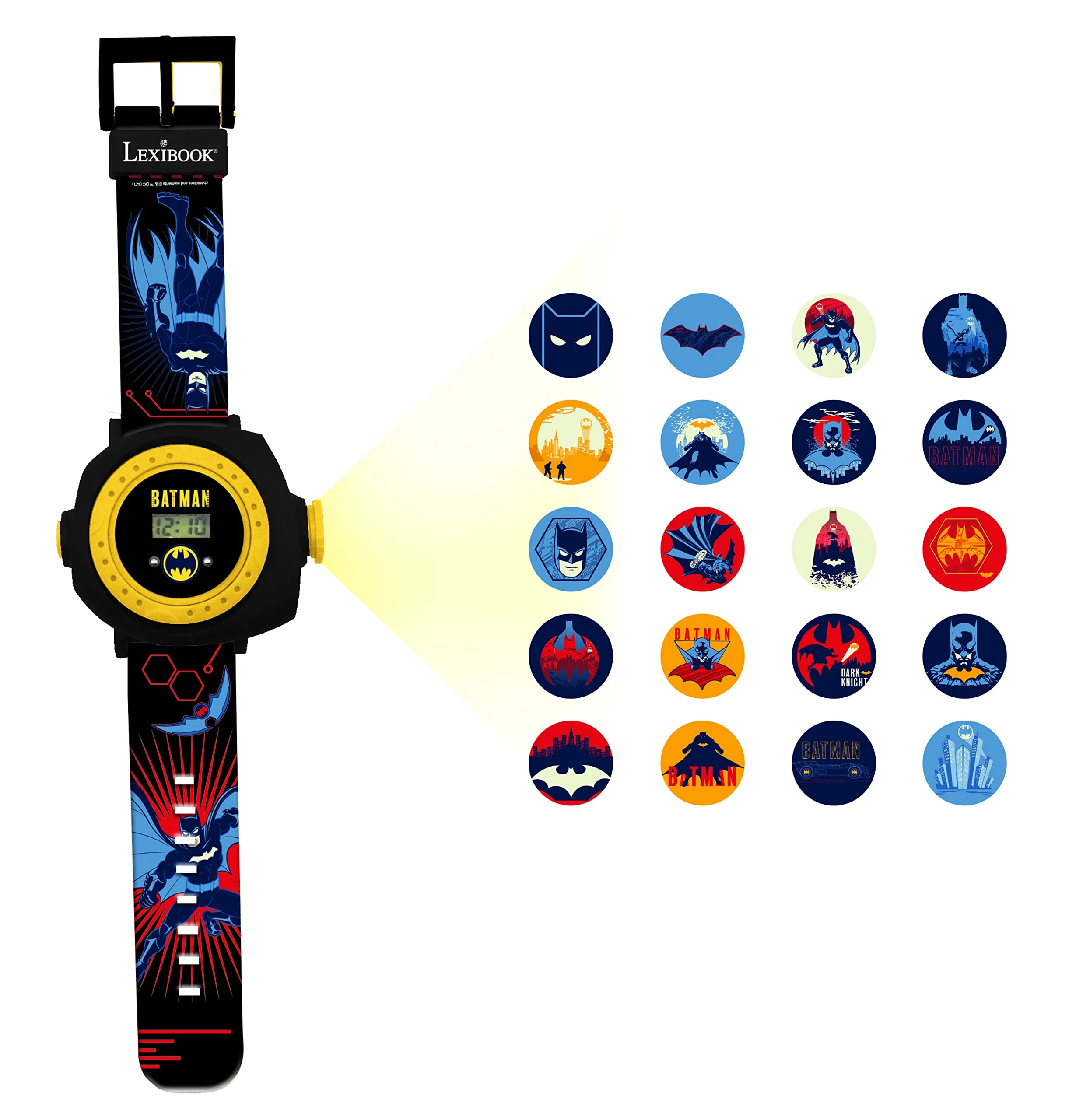 LEXIBOOK - Batman Adjustable Projection Watch Digital Screen – 20 Images of Batman – for Children - Red and Blue - DMW050BAT