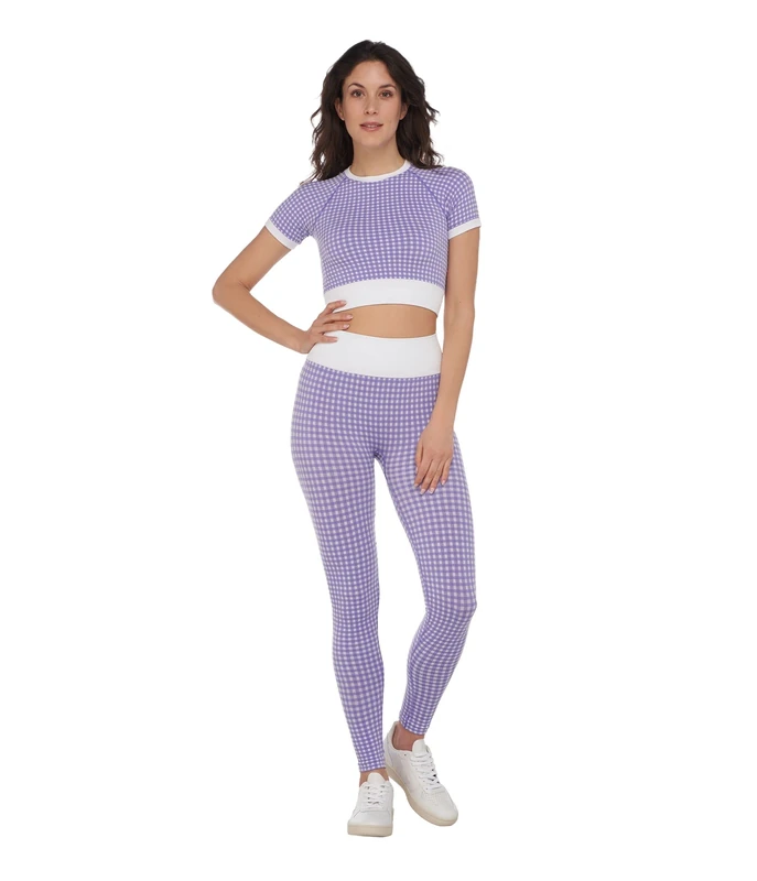 HEART AND SOUL Women's Sutton Leggings, White/Violet, Medium-Large - Image 1