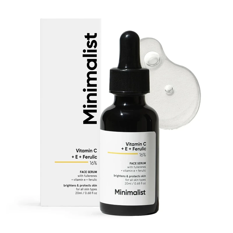 Minimalist 16% Vitamin C Serum With Vitamin E & Ferulic Acid to Enhance Brightness, White, 20 ml (Pack of 1)