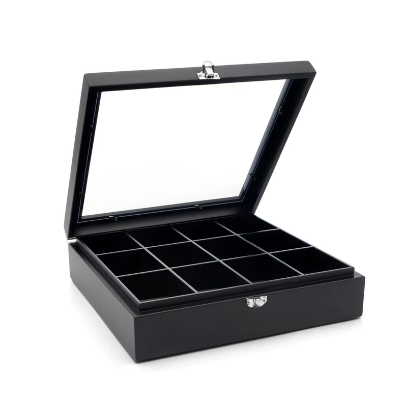 Bredemeijer Tea Bag Box 12 Compartments with Window Black