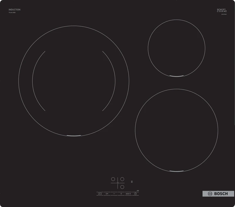 Bosch PUJ611BB5E Series 4 Induction Hob 3 Hobs 60 cm Power 4600 W Black - Image 1