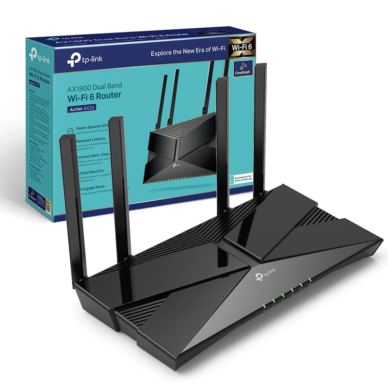 TP-Link Next-Gen Wi-Fi 6 AX1800 Mbps Gigabit Dual Band Wireless Router, OneMesh™ Supported, Dual-Core CPU, Ideal for Gaming Xbox/PS4/Steam, Plug and Play (Archer AX23)