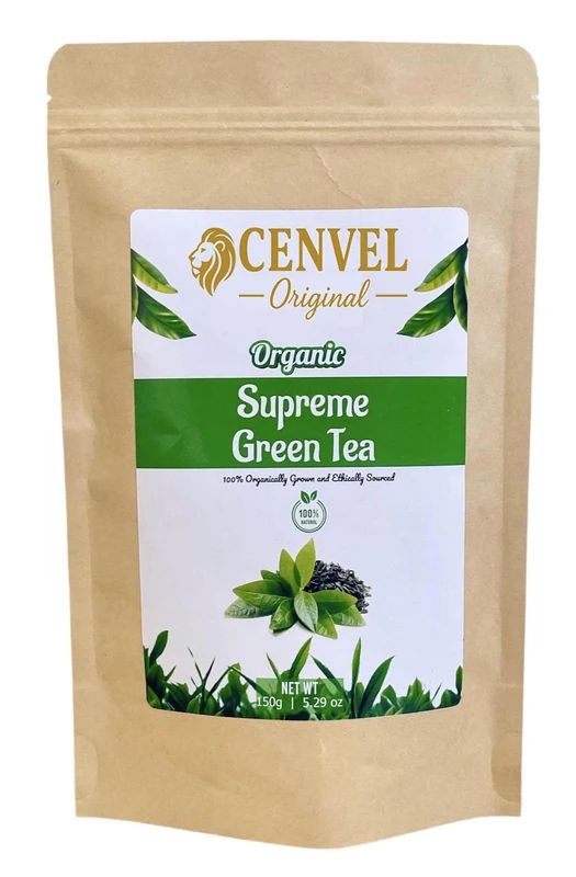 CENVEL® Organic Supreme Loose Green Tea Leaves | 100% Pure & Natural Tea | Single Origin | Premium Large-Leaf | Rich in Antioxidants | (150g, Organic Green Tea)