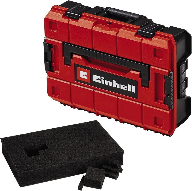 Einhell E-Case S-F System Case for Universal Storage of Tools, 44 x 32 x 13 cm External Dimensions, Max. 25 kg Load, Splashproof, Stackable, Includes Grid Foam
