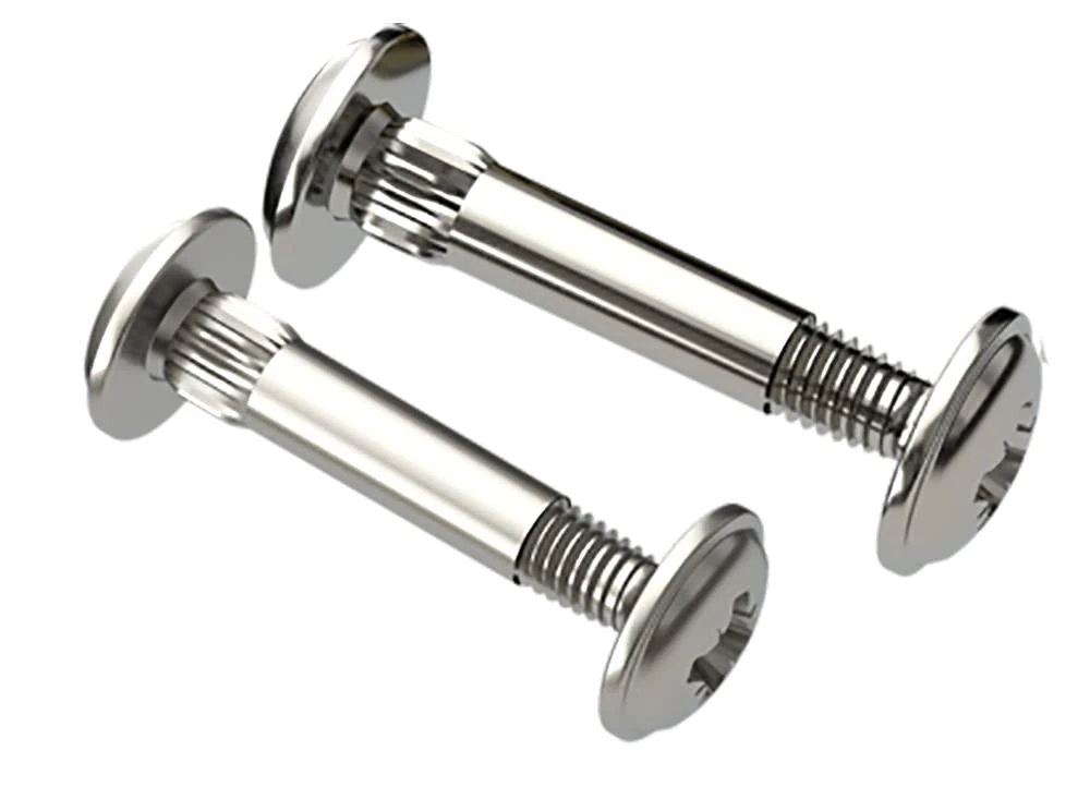 Nickel M4 (26mm - 35mm) Cupboard Joining Bolts Furniture Connecting Screws Bolts M4 Kitchen Cabinet Carcase Connectors (Pack of 10) D10B