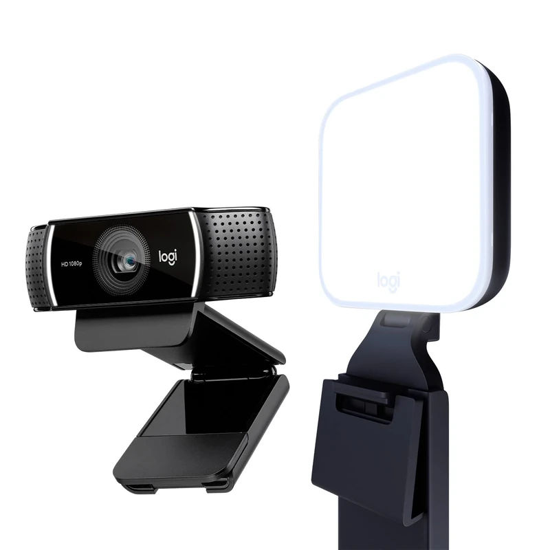 Logitech for Creators C922 Pro Stream Webcam + Litra Glow Premium Streaming Light with TrueSoft - Black