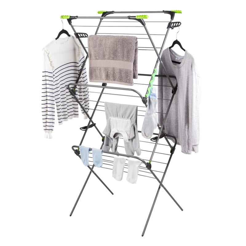 Minky Ergo Supreme Sure Grip 3 Tier Airer, Clothes Drying Rack For Indoor & Outdoor Use, Foldable Airer with Large 27m Capacity, Drying Rack with Non-Slip Feet
