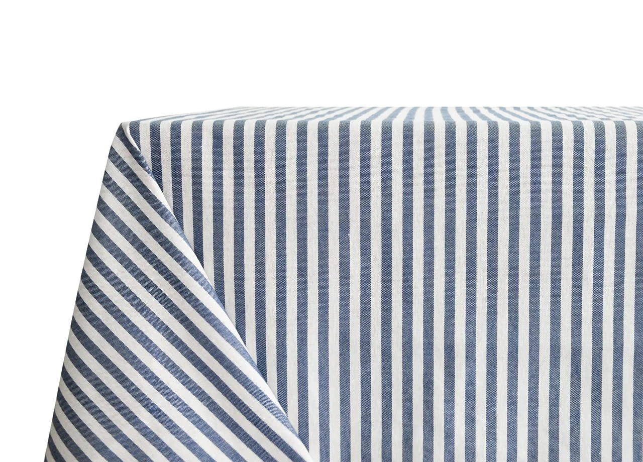 BIANCHERIAWEB Kitchen and Living Room Tablecloth 140 x 140 cm Blue Stick Pattern, Made in Italy, 100% Cotton Table Cloth