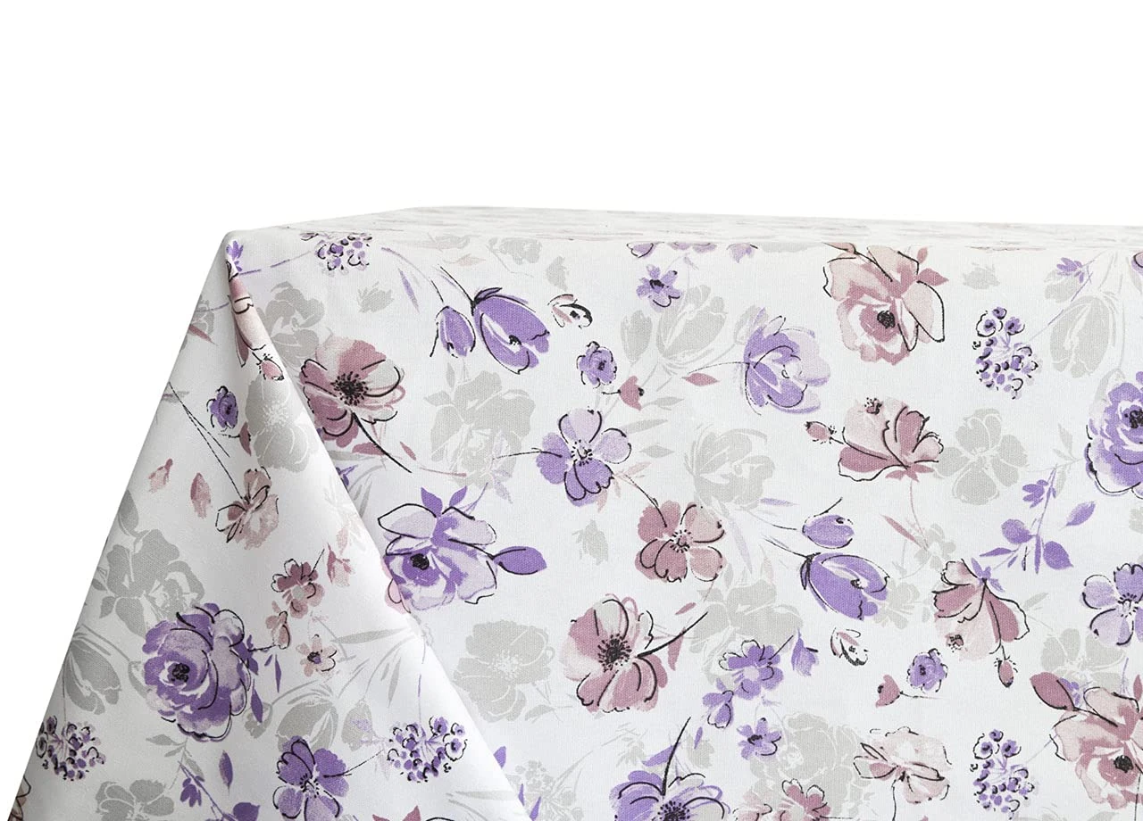 BIANCHERIAWEB Kitchen and Living Room Tablecloth, 140 x 240 cm, Pink Poetry Pattern, Made in Italy, Tablecloth in 100% Cotton